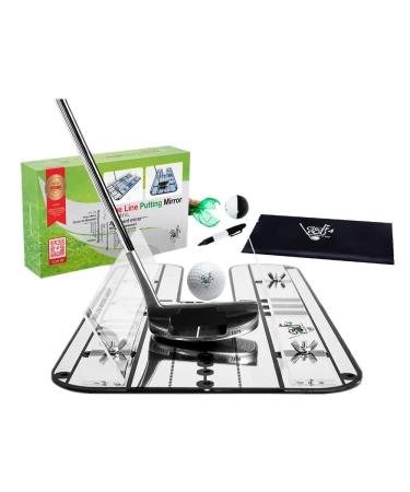 Premium Golf Alignment Mirror - All in One Value Pack Golf Putting Practice Aids to Improve All Aspects of Your Short Game