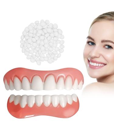 Fake Teeth  2 PCS Veneers Dentures Socket for Women and Men  Dental Veneers for Temporary Tooth Repair Upper and Lower Jaw  Protect Your Teeth and Regain Confident Smile  Bright White-2-2 2Pcs-Flesh color-3