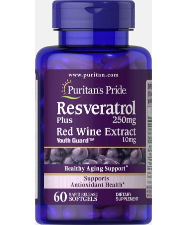 Puritans Pride Resveratrol 250 mg, 60 Count - Buy Online on GoSupps.com