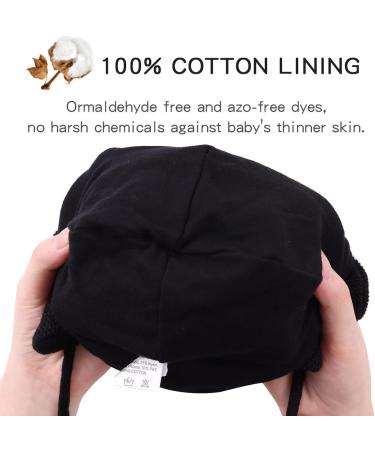XIAOHAWANG Warm Kids Beanie - Winter Knitted Baby Hat for Boys Girls - Black Pompom - 0-6 Months - Buy Online on GoSupps.com