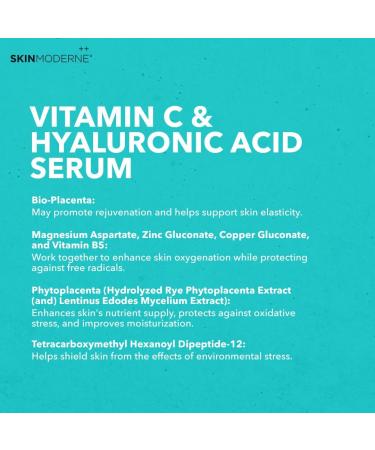 SKIN MODERNE++ Bio-Placenta Serum - Vitamin C & Hyaluronic Acid - Vegan Plant-Based Skincare - Hydrating 30ml - Buy Online on GoSupps.com