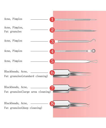 Blackhead Remover Kit - 8 Pcs Stainless Steel Pimple Popper Tool Set for Blemish & Whitehead Removal - Includes Portable Case - Silver - Buy Online on GoSupps.com