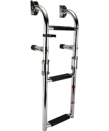 Artilife Stainless Steel Foldable Boat Ladder | Marine Pontoon 2+1 Step with Rubber Grip & Mounting Screws - Buy Online on GoSupps.com