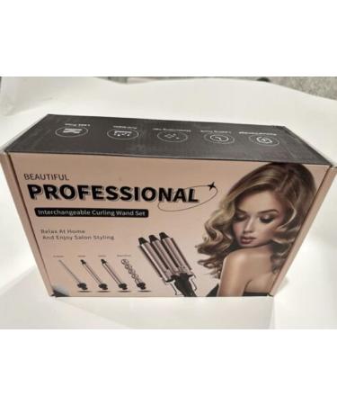 5 in 1 Interchangeable Curling Wand Set - Large Barrel Curling Iron Instant Heat Curler with LCD Temp Adjustment & 3 Barrel Hair Crimper for Gorgeous Curls - Buy Online on GoSupps.com