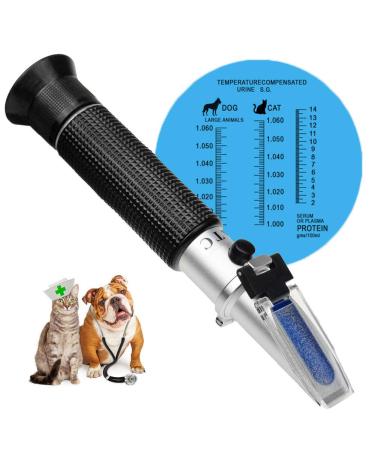 3-in-1 Animal Clinical Refractometer, Measuring Animal's Health Index of Urine Specific Gravity and Serum Protein, Ideal for Veterinary and Pet Owner