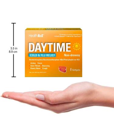 HealthA2Z Daytime | Cold & Flu Medicine | Powerful Multi-Symptom Daytime (8 Softgels) | (Daytime Cold & Flu Medicine (8 Count Pack of 24) | 192 Softgels - Buy Online on GoSupps.com