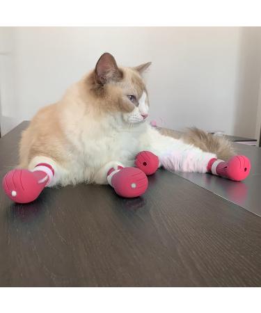 Buy 4-Piece Silicone Anti-Scratch Cat Shoes & Nail Gloves - Pink Perfect Claw Covers for Cats! - Buy Online on GoSupps.com