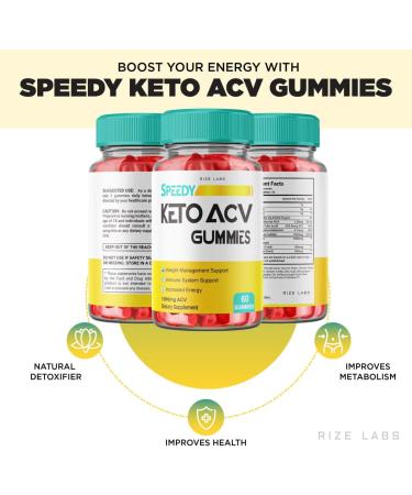 Speedy Keto ACV Gummies for Advanced Weight Loss - 60 Count Pack - Shark Tank Belly Fat Supplement with Apple Cider Vinegar - Extra Strength Gomitas - Buy Online on GoSupps.com