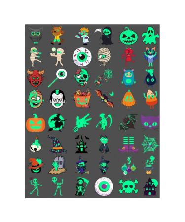 192pcs Assorted Halloween Tattoos for Kids  Temporary Tattoos for Kids  48 Designs Glow in the Dark for Halloween Party Favor Trick or Treat Gifts Candy Bag Ghost