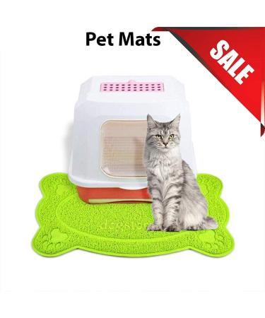 OPUL Bone Style PVC Placemat Waterproof Dog Cat Food Mat Non Slip Dog Puppy Pet Cat Dish Bowl Food Water Mat Wipe Clean FDA Grade (Green) - Buy Online on GoSupps.com