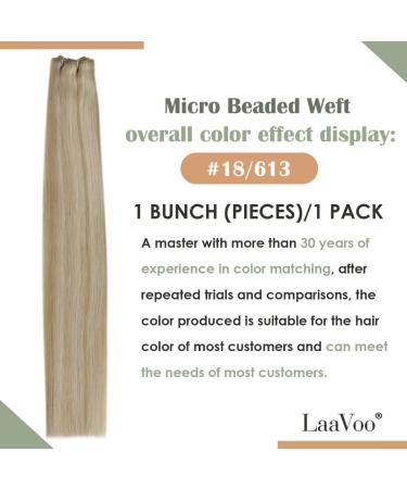Buy LaaVoo Micro Weft Extensions | Real Hair Blonde Highlight EZE Weft | 12 Width 50g Ash Blonde #18/613 - International Shipping Available - Buy Online on GoSupps.com