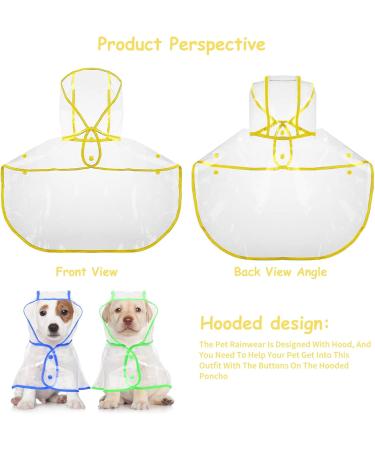 Shop Petcute Waterproof Dog Raincoat - Transparent PVC Hooded Design for Medium & Large Dogs - Breathable Button Closure - Yellow - Buy Online on GoSupps.com