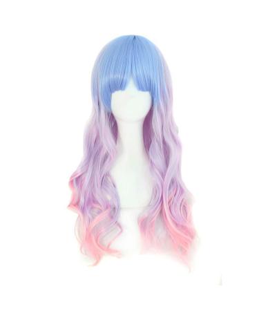 MapofBeauty Beautiful Long Wavy Harajuku Style Cosplay Wig (Light Blue/Light Purple/Pink) - Buy Online on GoSupps.com