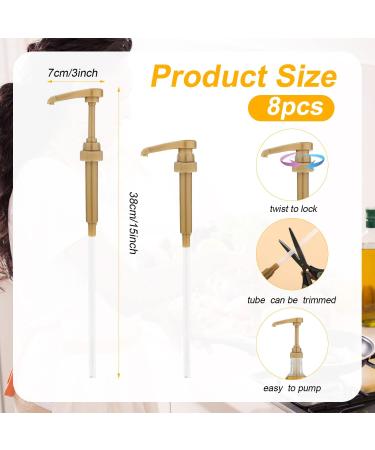 8 Packs Coffee Syrup Pump Fits Most 750ml Syrup Bottle (for Torani Davinci Jordan's Skinny Syrup Bottles) Syrup Dispenser Syrup Pumps for Coffee Bar and Home No Dripping (Gold) - Buy Online on GoSupps.com