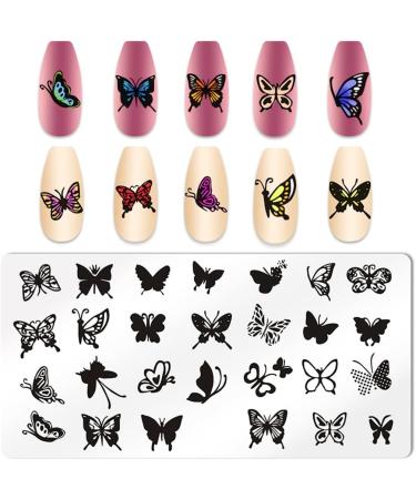 JERCLITY Butterfly Nail Stamping Kit - 6pcs Image Plates for Women | Flower, Bird, Feather, Leaf Designs | Nail Art Stamping Template Set - Buy Online on GoSupps.com