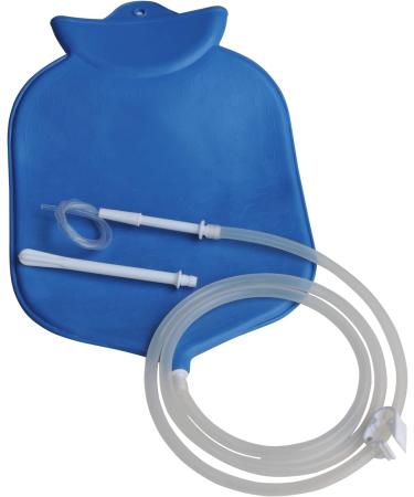 Enema Bag Kit for Colon Cleansing - 4 Quart Open Top with Platinum Cured Silicone Hose - Blue - Buy Online on GoSupps.com