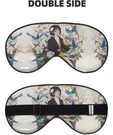 Gardenia Flowers Birds Double-Sided Sleep Eye Mask - Comfort Soft Blindfold with Adjustable Strap for Ultimate Light Blocking - Buy Online on GoSupps.com