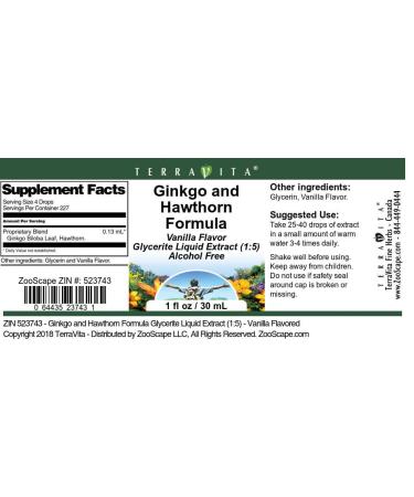 Ginkgo and Hawthorn Formula Glycerite Liquid Extract (1:5) - Vanilla Flavored (1 oz ZIN: 523743) - Buy Online on GoSupps.com