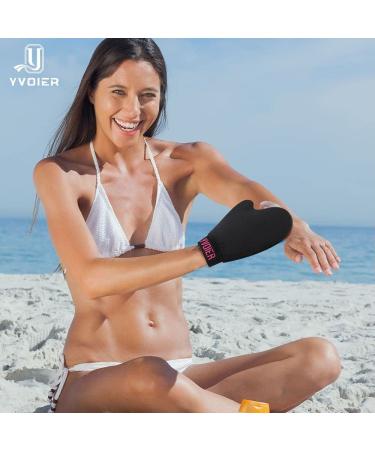 YVOIER Self Tanner Mitt Applicator | Velvet Black & Pink Tanning Gloves for Flawless Sunless Tan - Buy Online on GoSupps.com
