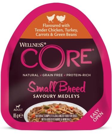 Wellness Core Small Breed Savoury Medleys - Grain-Free Wet Dog Food for Small Dogs (12 x 85g) - High Meat Chicken & Turkey - Buy Online on GoSupps.com
