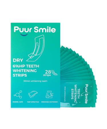 Puur Smile Proffesional Teeth Whitening Strips - 14 Treatments Kit, Peroxide Free, Enamel Safe White Strips, Non-Slip, Dry Strip Technology for Coffee, Wine, Tobacco, and Other Stains (Mint)