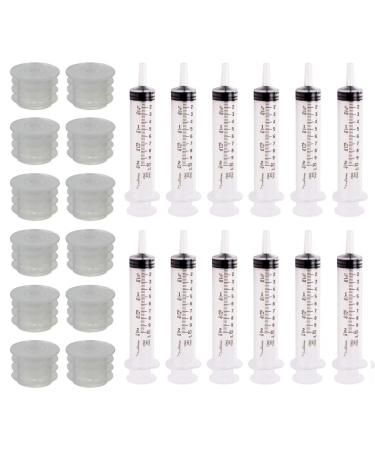 Press in Bottle Adapter fits Bottles 24 mm (0.94 Inches) Outer Neck of Bottle Paired with 10 ml Clear Oral syringe (Pack of 12)