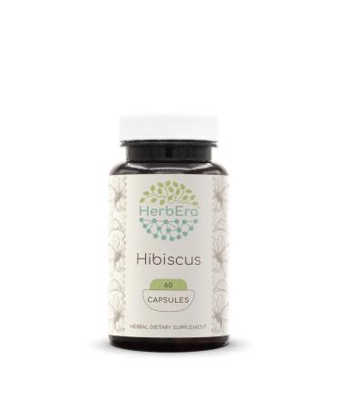 HerbEra Hibiscus 60 Capsules, 500 mg, Hibiscus (Hibiscus Sabdariffa) Dried Flower (60 Capsules) 60 Count (Pack of 1)