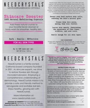 NeedCrystals Microdermabrasion Crystals 8 oz - DIY Face Scrub for Dull Dry Skin - Exfoliates Scars, Blackheads, Wrinkles & Blemishes - Natural Facial Exfoliator - 8 oz Pack of 1 - Buy Online on GoSupps.com