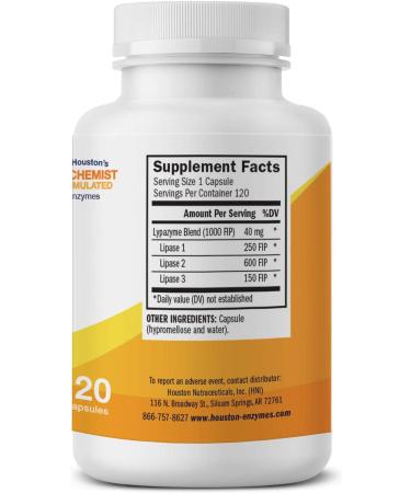 Houston Enzymes Lypazyme - 120 Capsules for Digestive Health & Fat Digestion - Buy Online on GoSupps.com