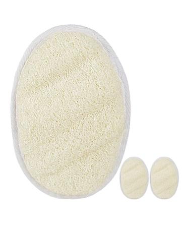 Natural Loofah Sponge Exfoliating Body Scrubber 3pcs Oval Egyptian Bath Cloth Sponge Shower Loofah Skin Wash Towel Facial Makeup Remover Towel for Women Men