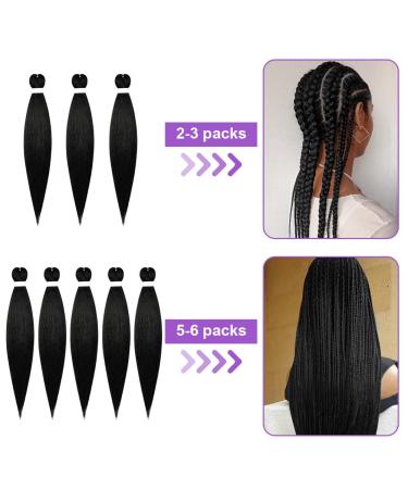Aomig Pre-Stretched Braiding Hair 26 - Professional Art Fiber Extensions for Box Braids (Black) - 1PC Crochet Braiding - Buy Online on GoSupps.com