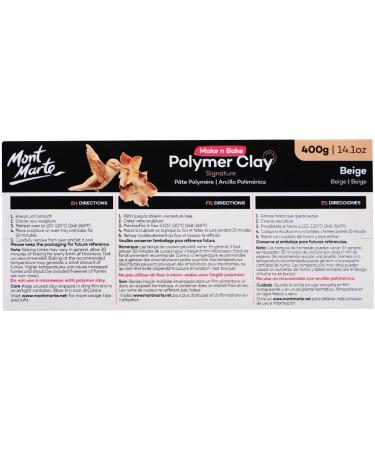 Mont Marte Make n Bake Polymer Clay 400gm Block - Beige 14 oz - High Quality Oven Bake Clay - Buy Online on GoSupps.com