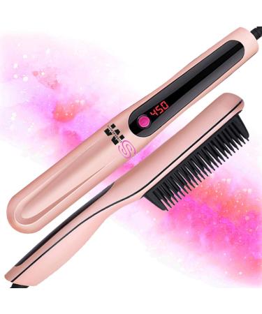 Hair Straightener Comb | Ceramic Tourmaline Ionic Flat Iron Hair Straightener | Straightens & Curls SM LITERS BEAUTY Beard Straightening Comb Hair Straightening Brush