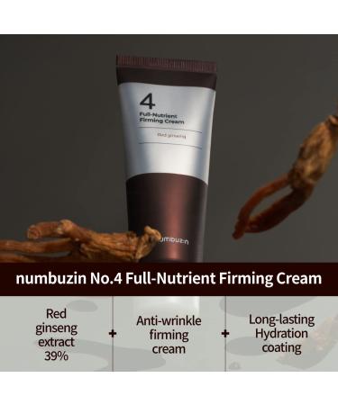 numbuzin No.4 Cream | Full-Nutrient Firming Cream | Skin Elasticity Wrinkle Care Anti-aging Deeply Nourishing Hydration | Red Ginseng Panthenol Niacinamide Bifida | 2.02 fl. oz. - Buy Online on GoSupps.com