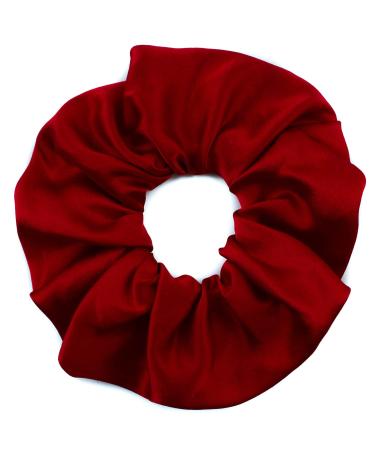Mytoptrendz Large Mulberry Pure Silk Scrunchies Solid Color Hair Tie Ponytail Holder (Red)