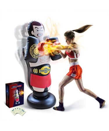 67 Inch Inflatable Punching Bag with Kickboxing Pad for Hand Protection,Free Standing Boxing Bag, Ideal Family Games for Kids and Adults - Gifts for Boy and Girl-12-14-16-18 Years Old and Above