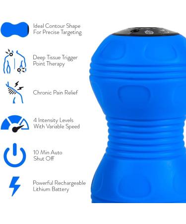 Professional Vibrating Peanut Massage Ball for Deep Tissue Trigger Point Therapy - Cordless Handheld Massager with 4 Intensity Levels - Dual Lacrosse Ball Vibration for Myofascial Release (Blue) - Buy Online on GoSupps.com
