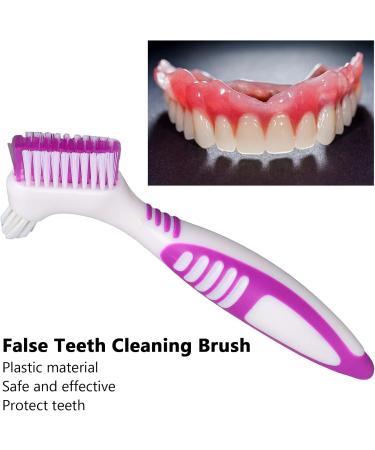 Denture Cleaning Brush - Dual Head Toothbrush for False Teeth Portable & Double Sided for Partial & Full Dentures - Buy Online on GoSupps.com