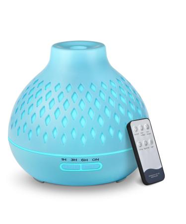 SPLITSKY 400ML Essential Oil Diffuser with Remote Control Cool Mist Air Aromatherapy Humidifier 10 Hours Quiet Scent Diffuser 14 LED Colors Timer for Room Bedroom and Office Blue