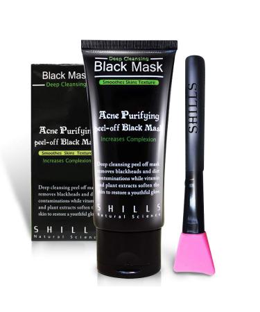 SHILLS Charcoal Black Mask  Peel Off Mask  Charcoal Mask  Black Peel Off Mask  Deep Cleansing  Purifying  Activated Charcoal Black Mask with Brush