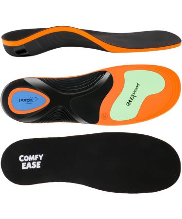 Arch Support Orthotic Insoles for Men & Women - Poron Foam Inserts for Plantar Fasciitis Flat Feet Relief Heavy Duty Comfort for Walking Basketball & Tennis (Sizes: Men 11-12.5 / Women 12-13.5 - Buy Online on GoSupps.com