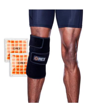 RE3 Ice Compression Pack for Knee Arm & Leg - Powerful & Effective Cold Compression Cryotherapy Wrap for Chronic Pain Knee Replacement Swelling - 2 x Ice Core Blankets Standard One Size Fits Most