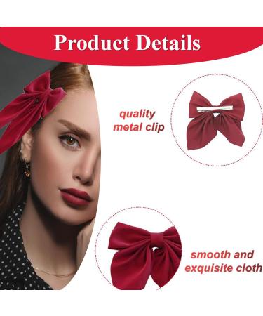Doromy 6 Packs Big Hair Bow Clips Red Black Bow Hair Barrettes Cute Kawaii Bowknot Hairpins Satin Bow Hair Accessories French Hair Barrettes for Women Girls Christmas Parties - Buy Online on GoSupps.com