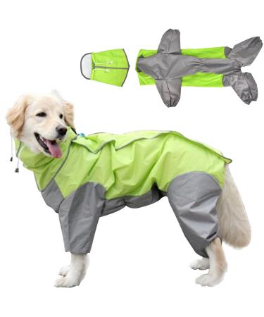 Raincoat for dogs dog rain coat waterproof dog coat with hood light rain jacket dog suitable for medium and large dogs the dog playground and the vacation with dog -green (20)