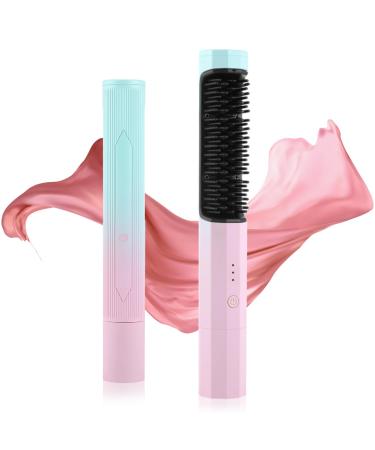 Brush Straightener Portable Cordless Hair Straightener Comb 3 Temp Settings 40 Mins Working Time Auto-Off & Anti-Scald For Women