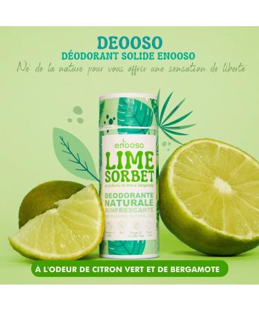  ENOOSO Enooso - Natural Solid Deodorant LIME & BERGAMOT Refreshing Women Men & Children - Aluminum-Free Deodorant Stick Organic Women's Deodorant Stick - Natural Deodorant - Travel Deodorant 55ml - Buy Online on GoSupps.com