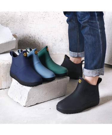 Fereshte Men's Ankle Rain Boots - Waterproof PVC Short Rubber Garden Boots (Size 10.5, Black) - Buy Online on GoSupps.com
