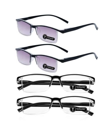 TERAISE 4 pairs Anti-blue Light AntiUV Reading Glasses with Spring Hinge Fashion +175 Black