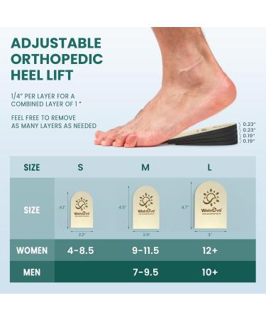 Welnove 1 Inch Orthopedic Heel Lift Inserts for Women - Adjustable 4 Layers Heel Lifts for Leg Length Discrepancy and Heel Pain - Small Size (1 Pair) - Buy Online on GoSupps.com
