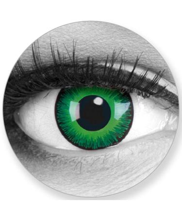Colored green black contact lenses Shining + container of funnylene soft without strength as a 2 -pack - perfect for Halloween carnival carnival or carnival